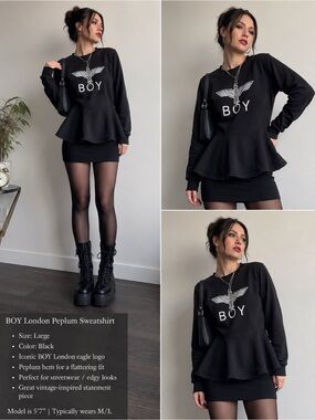 BOY London Women's Black Peplum Sweatshirt